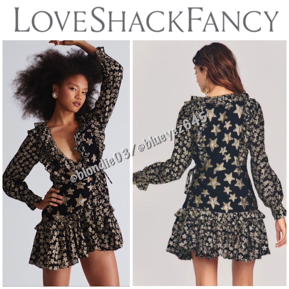 LoveShackFancy “Findlay” star print wrap dress 2
